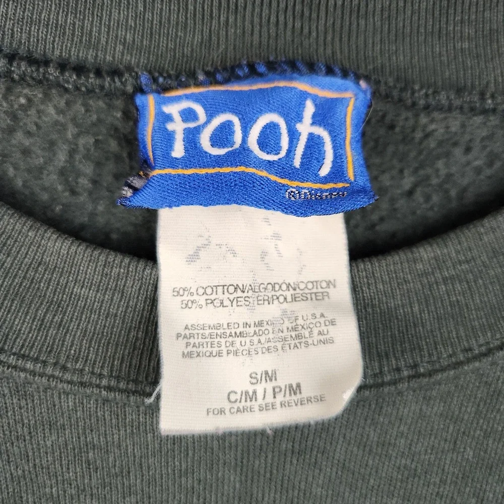 Disney Pooh‎ Sweatshirt Kids S/M Green Winnie the Pooh Vintage Graphic Pullover
